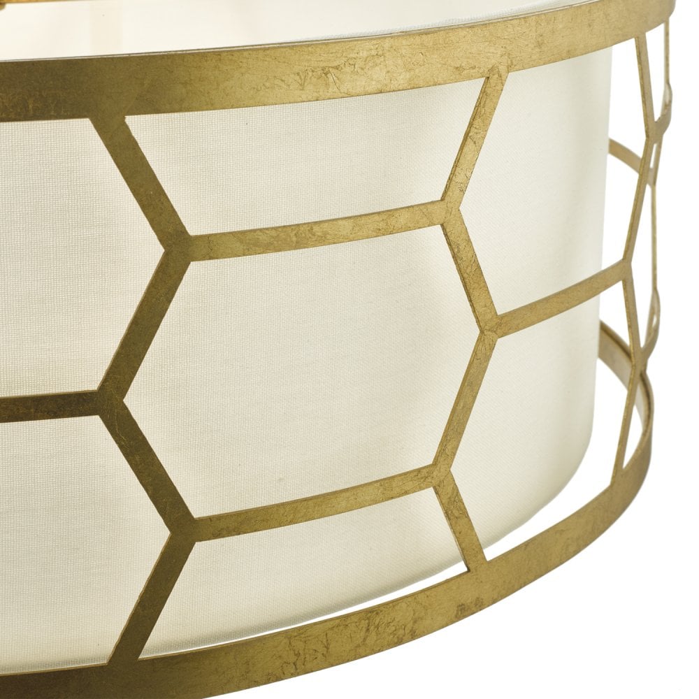 Dar EPS0412 Epstein 4 Light Pendant Gold With Ivory Shade Frosted Glass Diffuser