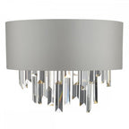 Dar HAL0939 Halle Wall Light Grey Crystal Cw Shade