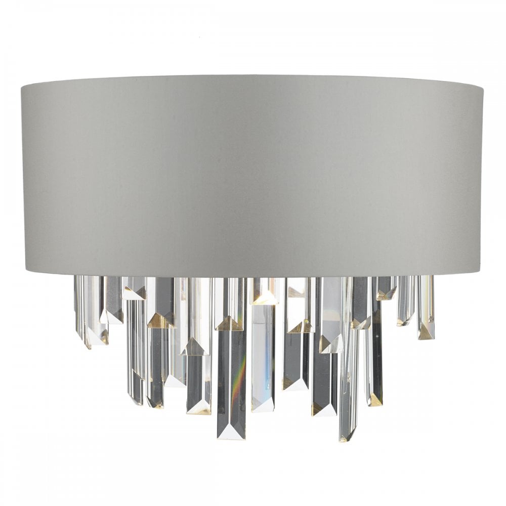 Dar HAL0939 Halle Wall Light Grey Crystal Cw Shade