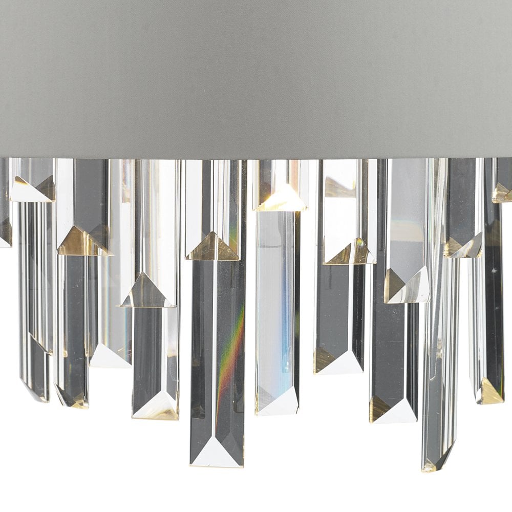 Dar HAL0939 Halle Wall Light Grey Crystal Cw Shade