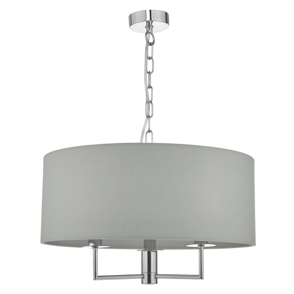 Dar JAM0339 Jamelia 3 Light Pendant Polished Chrome Grey