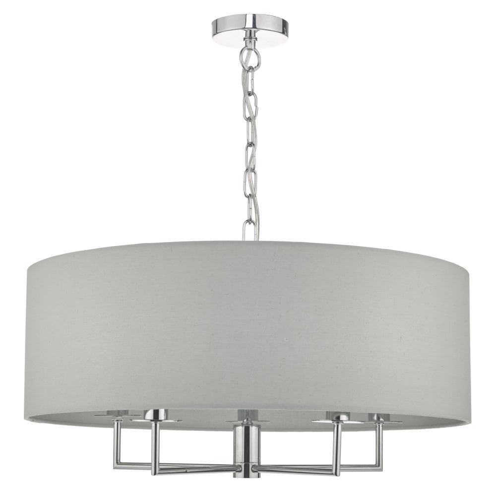 Dar JAM0539 Jamelia 5 Light Pendant Polished Chrome Grey