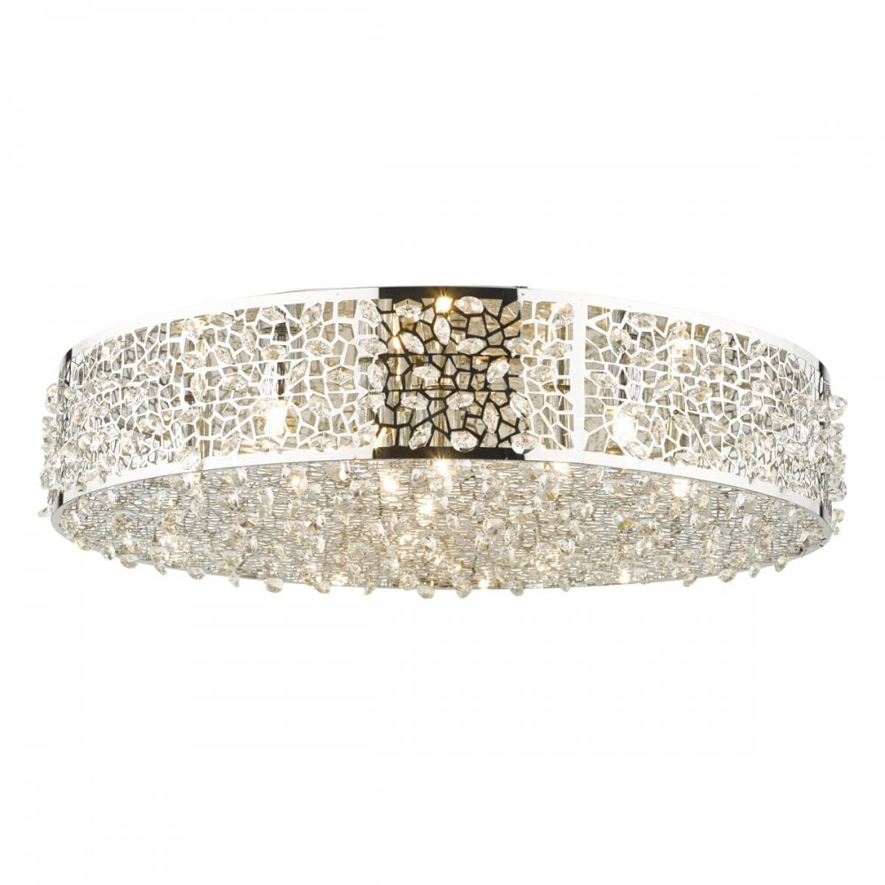 Dar KOT6450 Kotaro 6 Light Flush Polished Chrome Crystal