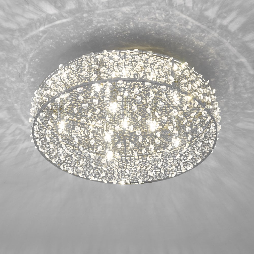 Dar KOT6450 Kotaro 6 Light Flush Polished Chrome Crystal