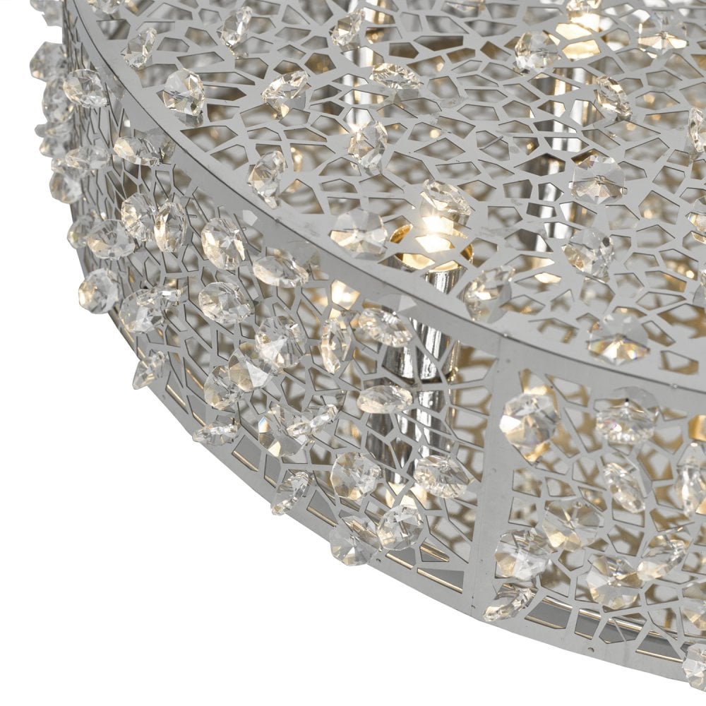 Dar KOT6450 Kotaro 6 Light Flush Polished Chrome Crystal