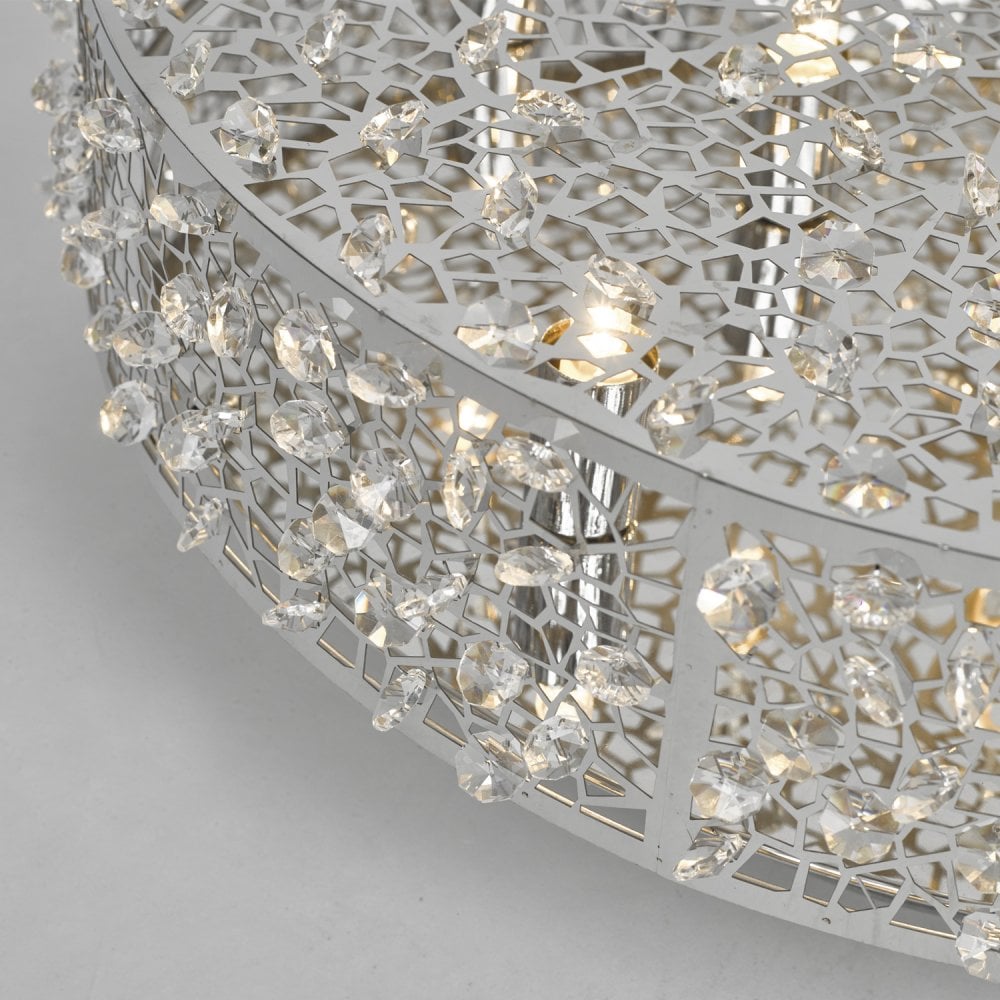 Dar KOT6450 Kotaro 6 Light Flush Polished Chrome Crystal