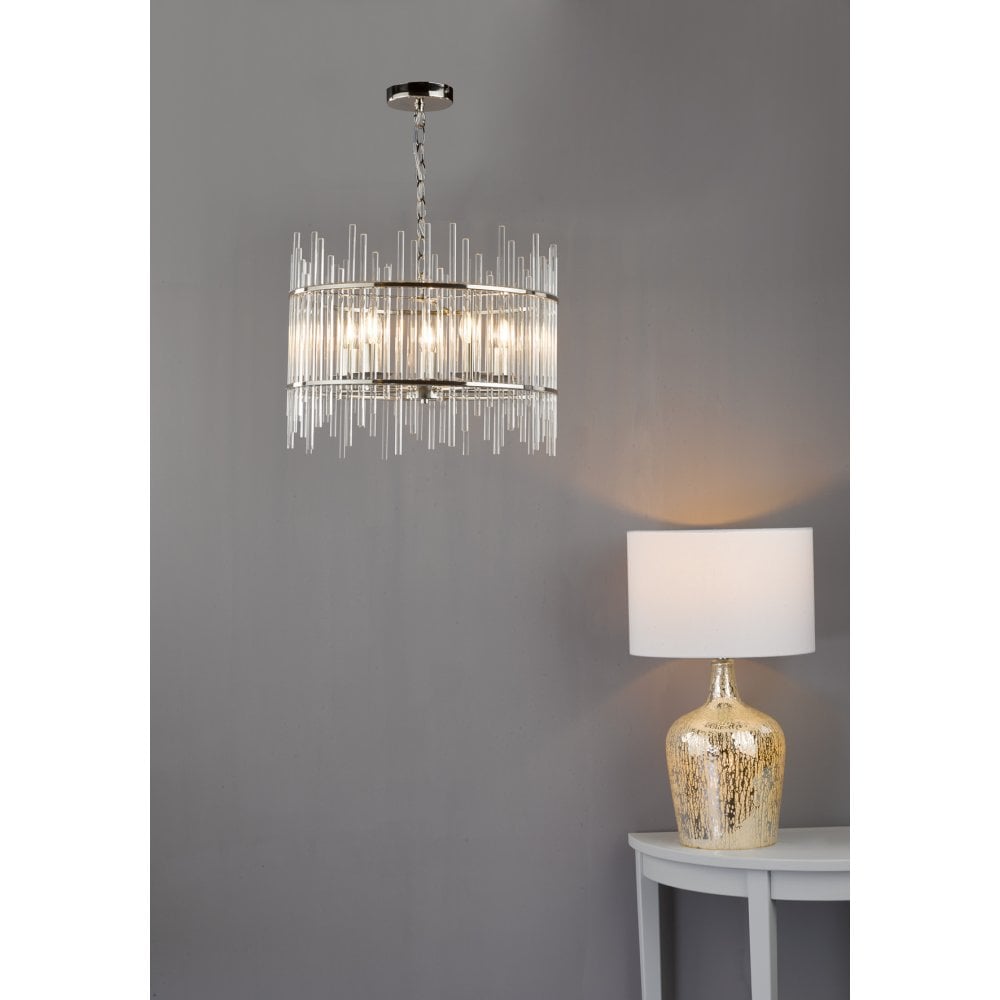 Dar LOL4232 Lolek Table Lamp Silver Glass With Shade