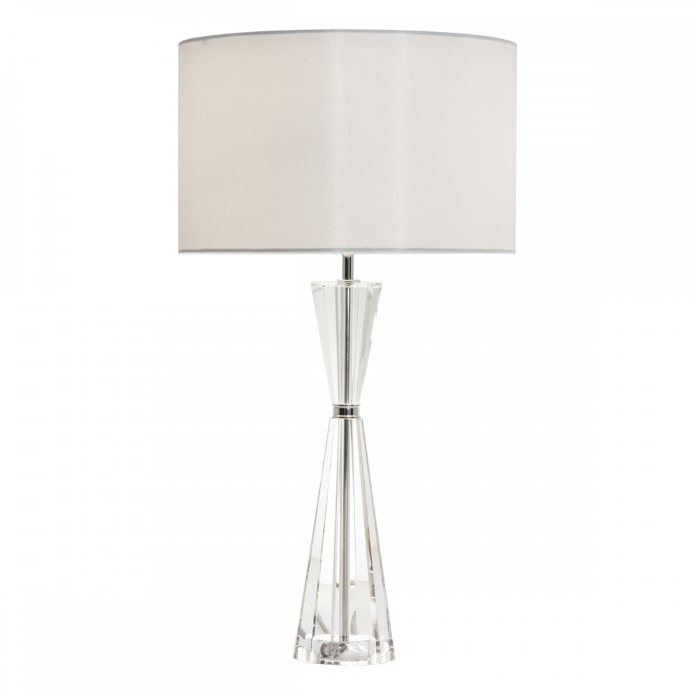 Dar RIS4208 Risha 2 Light Table Lamp Crystal Polished Nickel C/W Shade