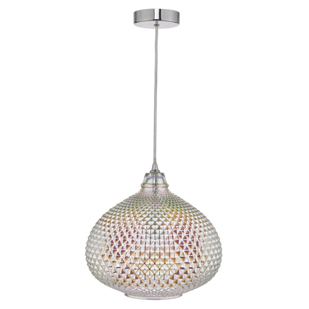 Dar ROI0155 Roisin Pendant Glass Polished Chrome