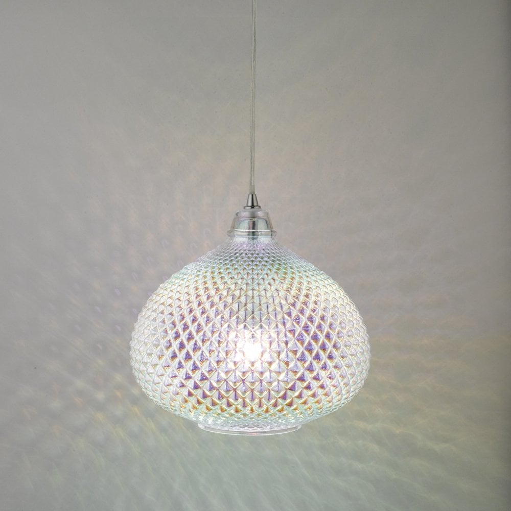 Dar ROI0155 Roisin Pendant Glass Polished Chrome