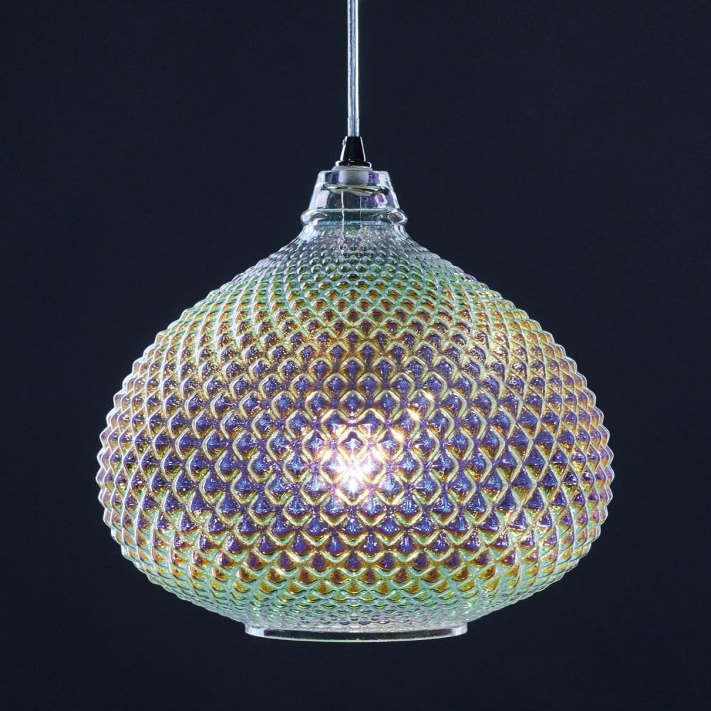 Dar ROI0155 Roisin Pendant Glass Polished Chrome