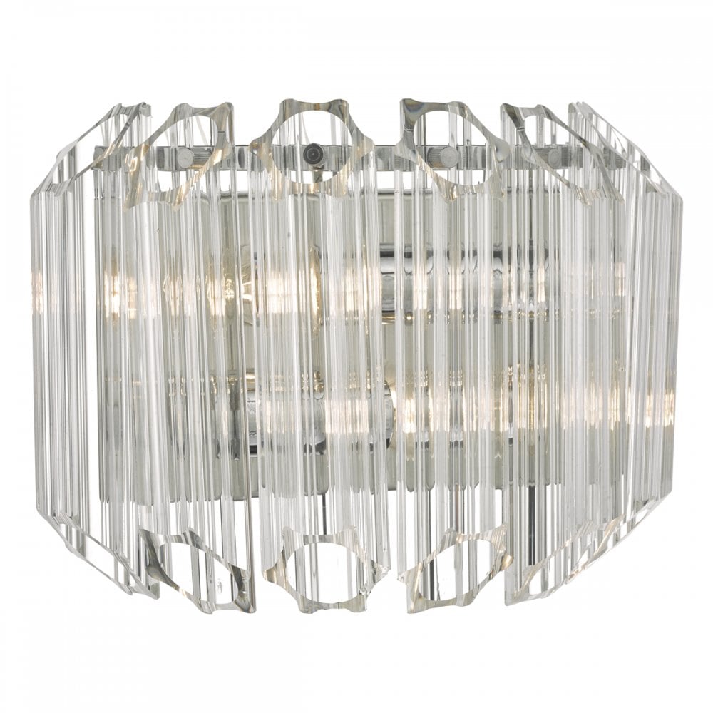 Dar TUV0908 Tuvalu 2 Light Wall Light Glass Polished Chrome
