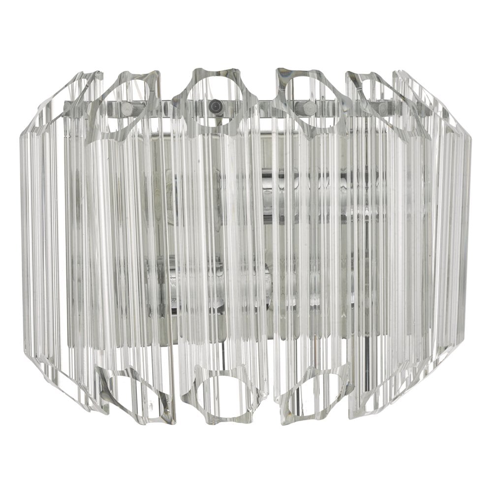 Dar TUV0908 Tuvalu 2 Light Wall Light Glass Polished Chrome