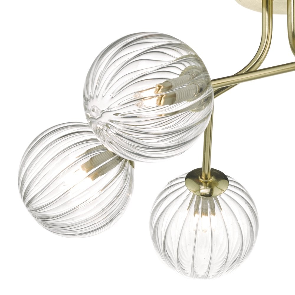 Dar YIS6435 Yiska 6 Light Semi Flush Gold Glass