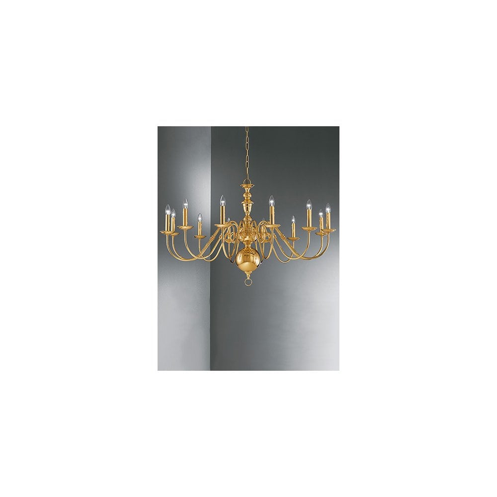 CO41712PB Delft 12 Light Pendant Polished Brass