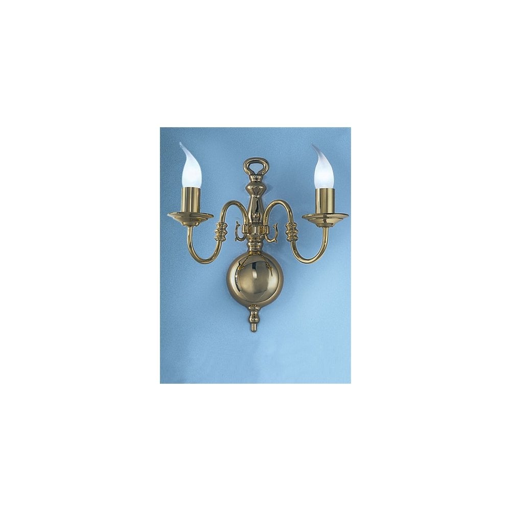 PE7922 Delft 2 Light Wall Bracket Polished Brass