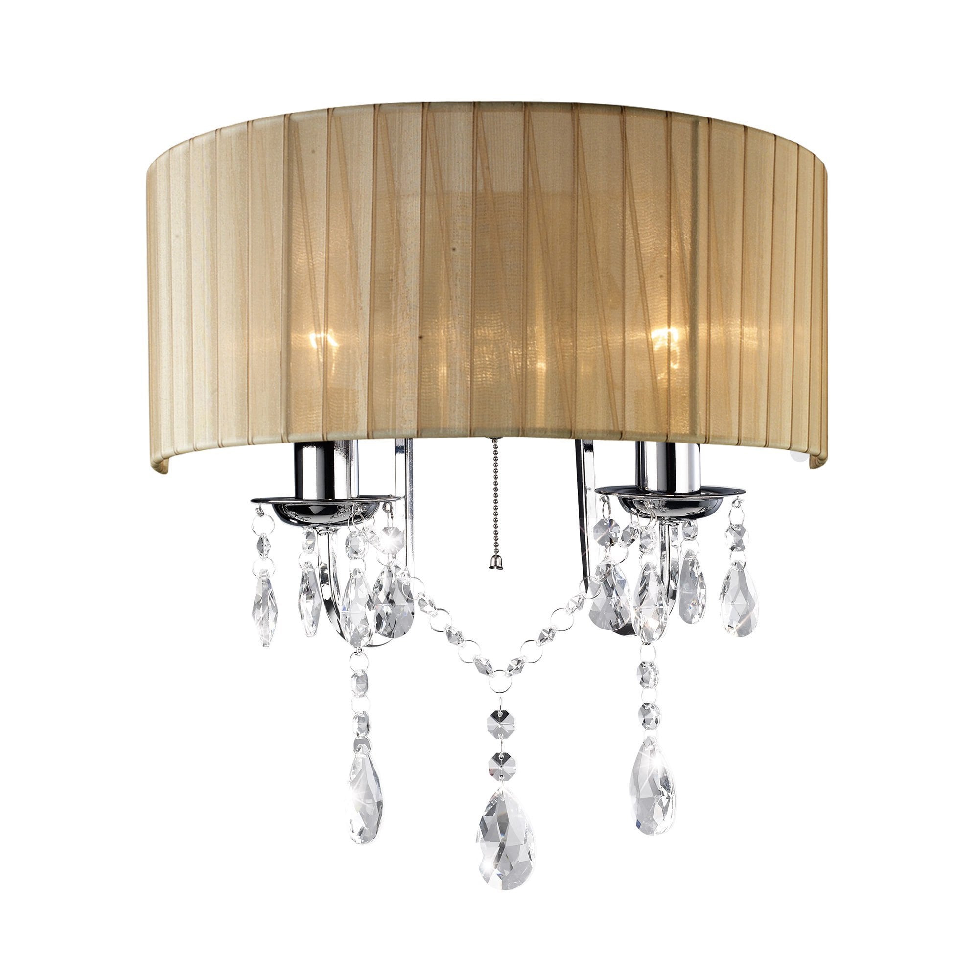 IL30061 Olivia Wall Lamp Switched With Soft Bronze Shade 2 Light Polished Chrome/Crystal