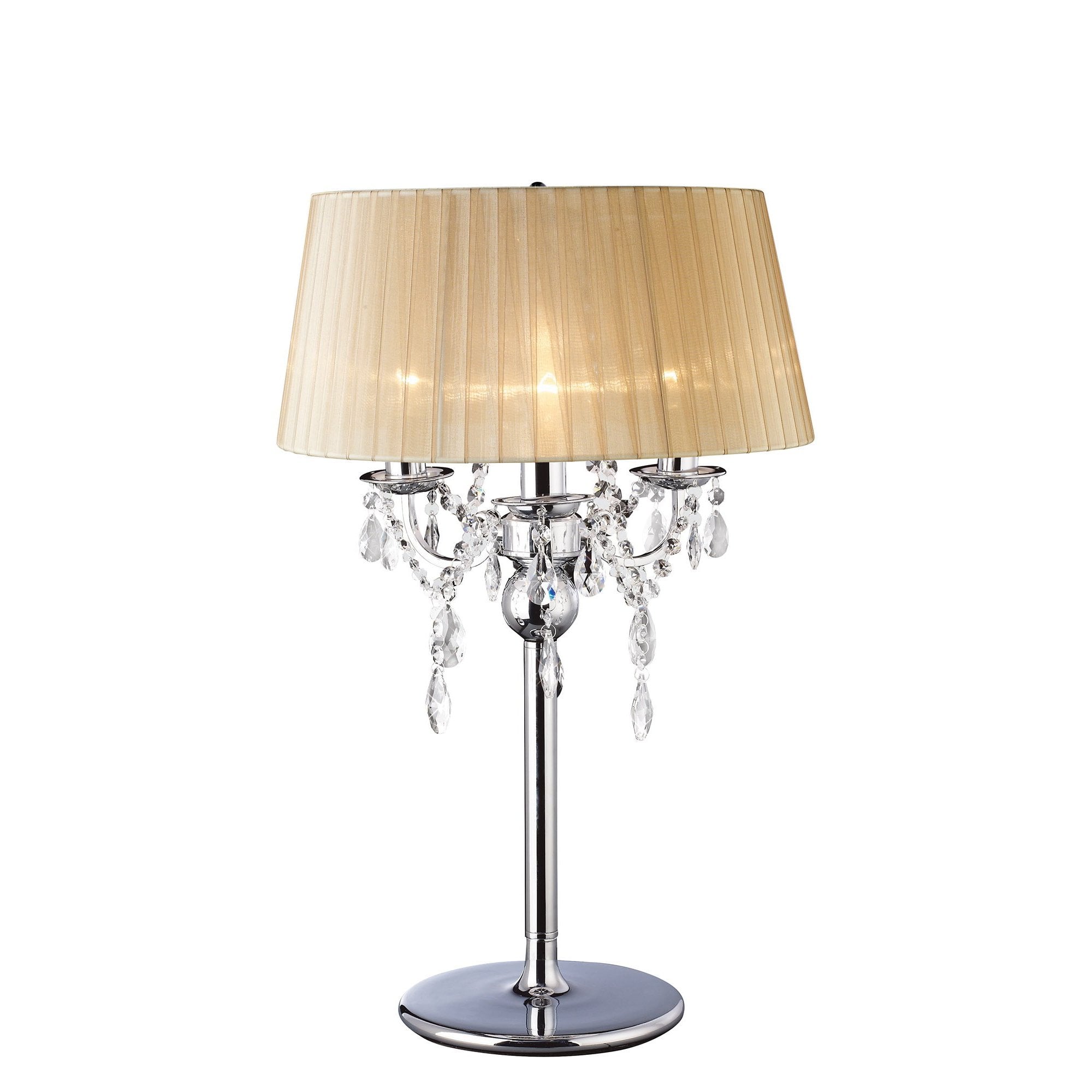 IL30062 Olivia Table Lamp With Soft Bronze Shade 3 Light Polished Chrome/Crystal