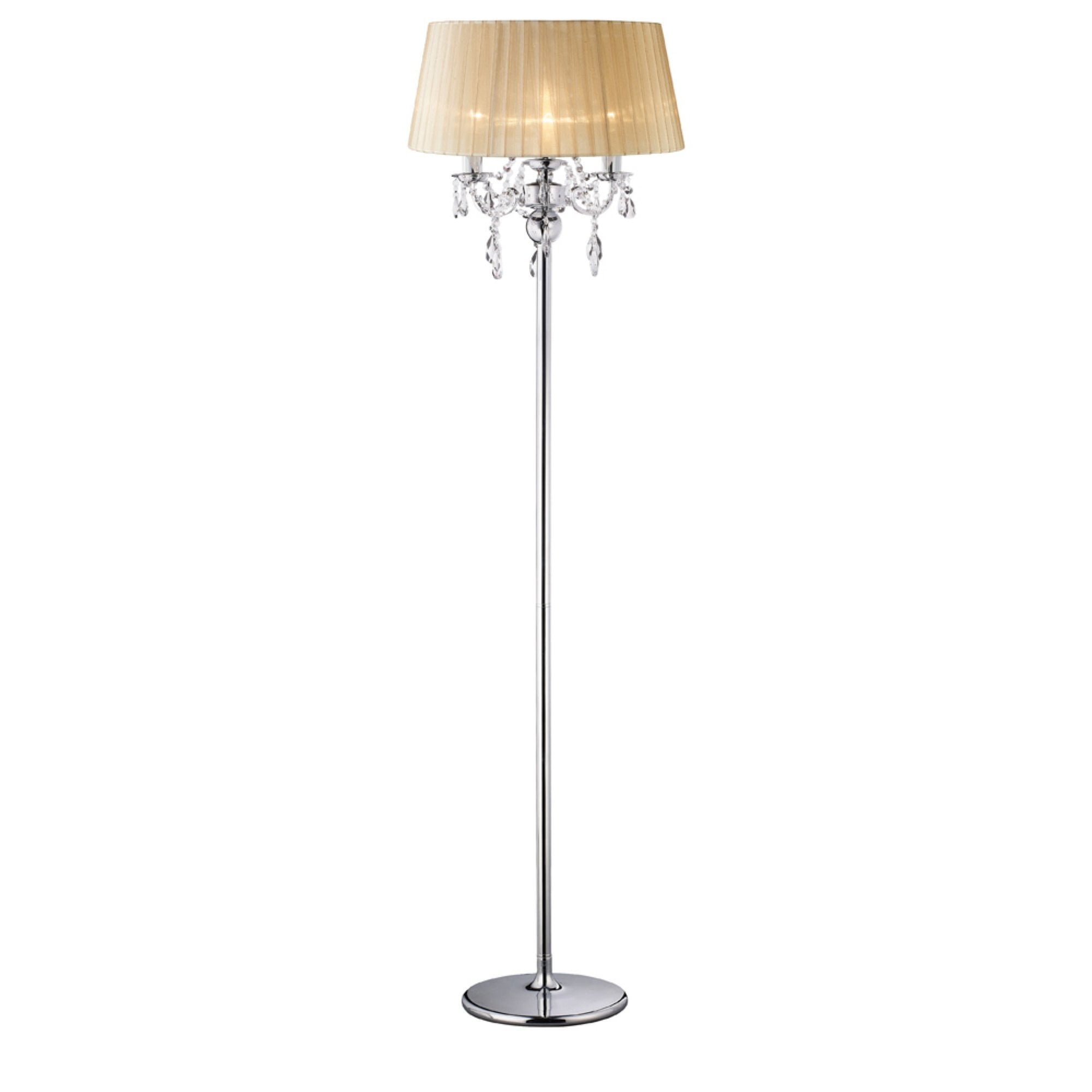 IL30063 Olivia Floor Lamp With Soft Bronze Shade 3 Light Polished Chrome/Crystal