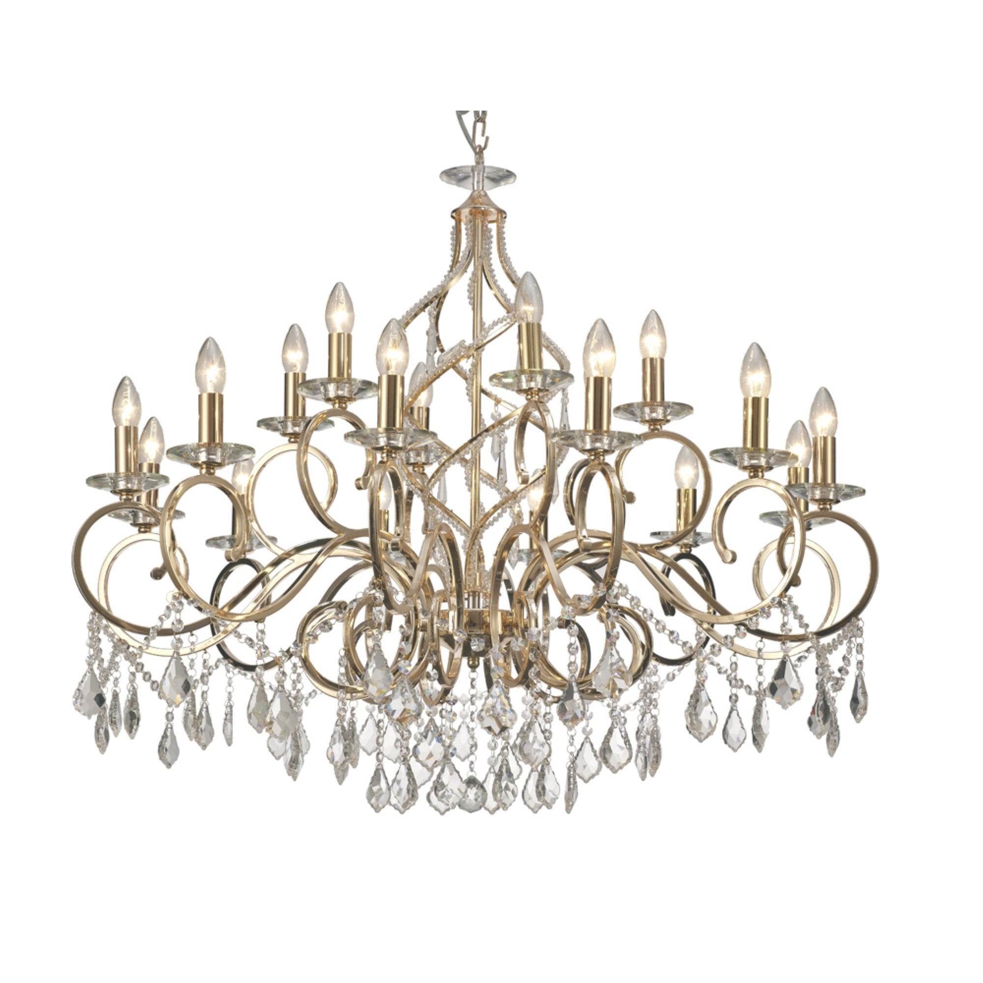 IL30312+6 Torino Pendant 18 Light E14 French Gold/Crystal