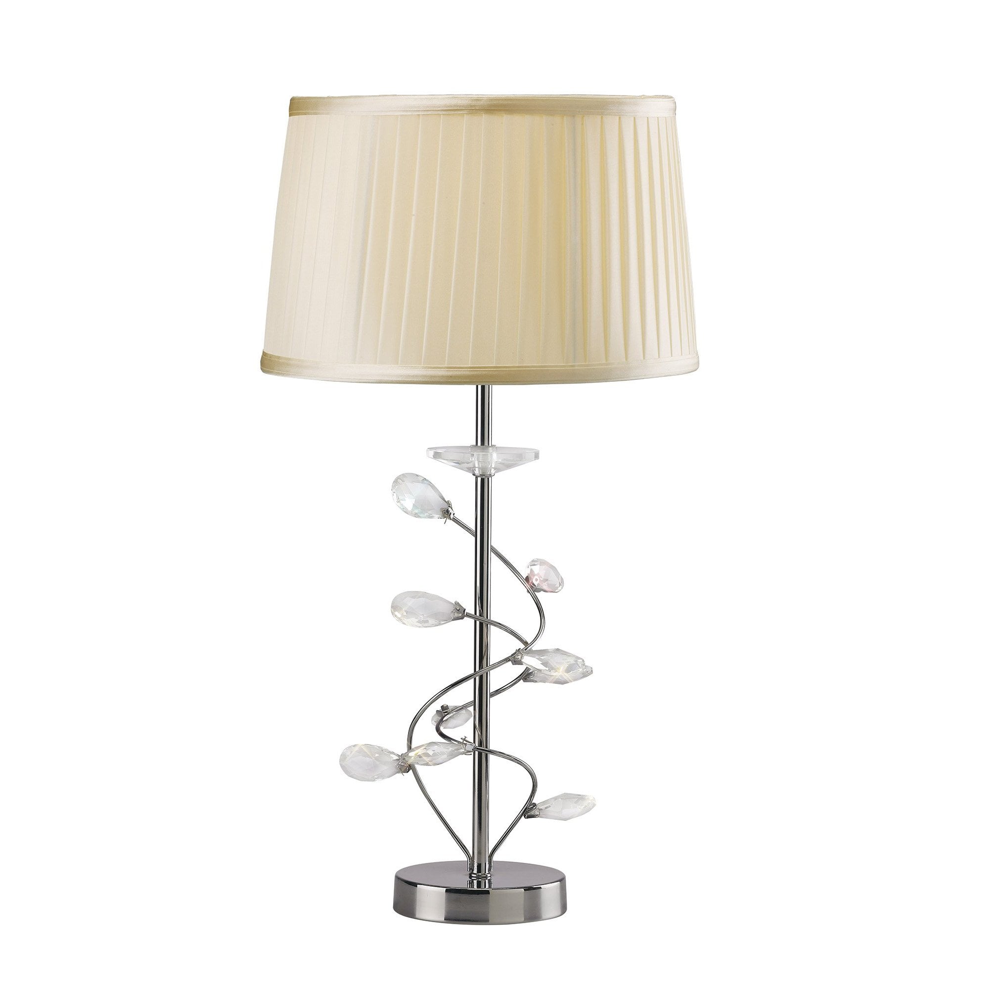 IL31210/CR Willow Table Lamp With Cream Shade 1 Light Polished Chrome/Crystal
