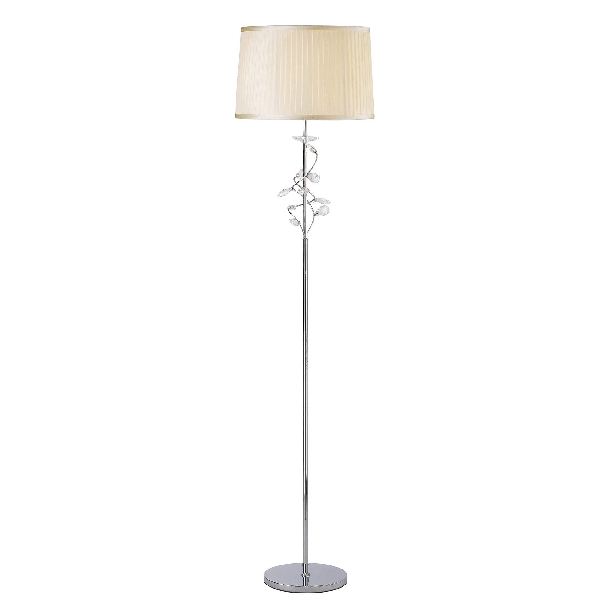 IL31214/CR Willow Floor Lamp With Cream Shade 1 Light Polished Chrome/Crystal