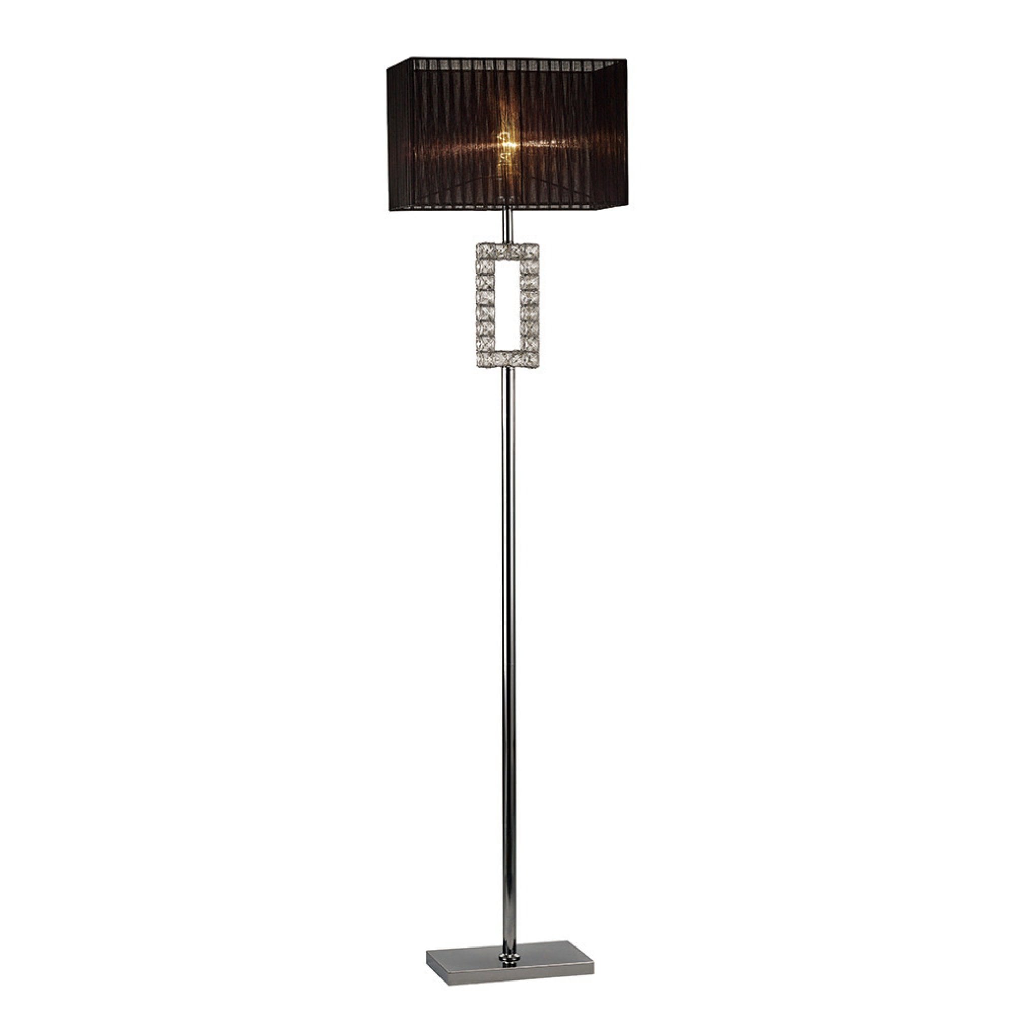 IL31727 Florence Renctangle Floor Lamp With Black Shade 1 Light Polished Chrome/Crystal