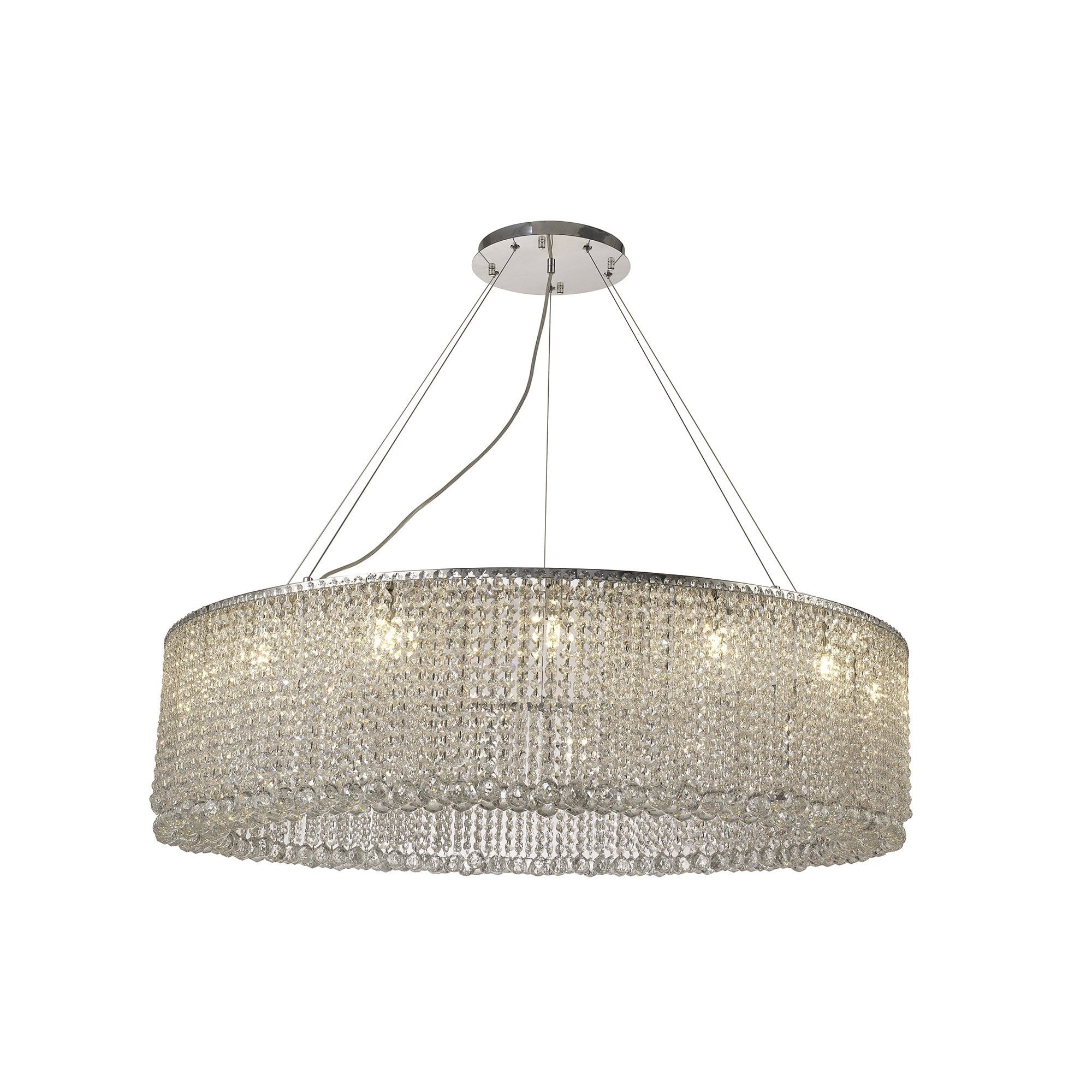IL31732 Empire 110cm Round Pendant Chandelier, 15 Light G9, Polished Chrome/Crystal