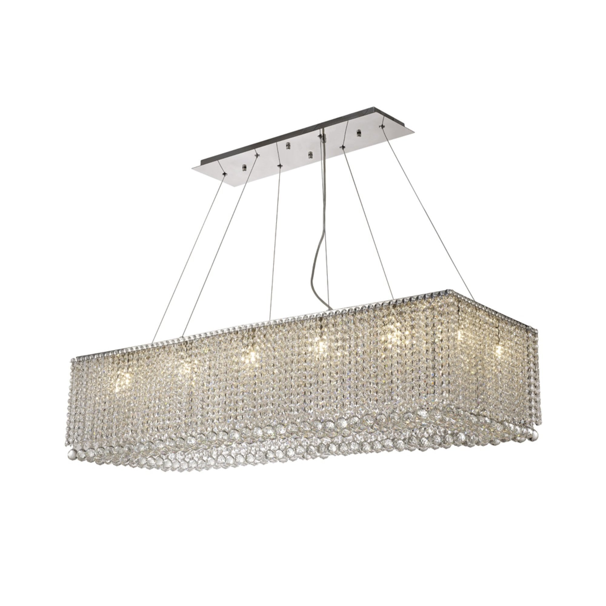 IL31733 Empire 122x51cm Rectangular Pendant Chandelier, 14 Light G9, Polished Chrome/Crystal