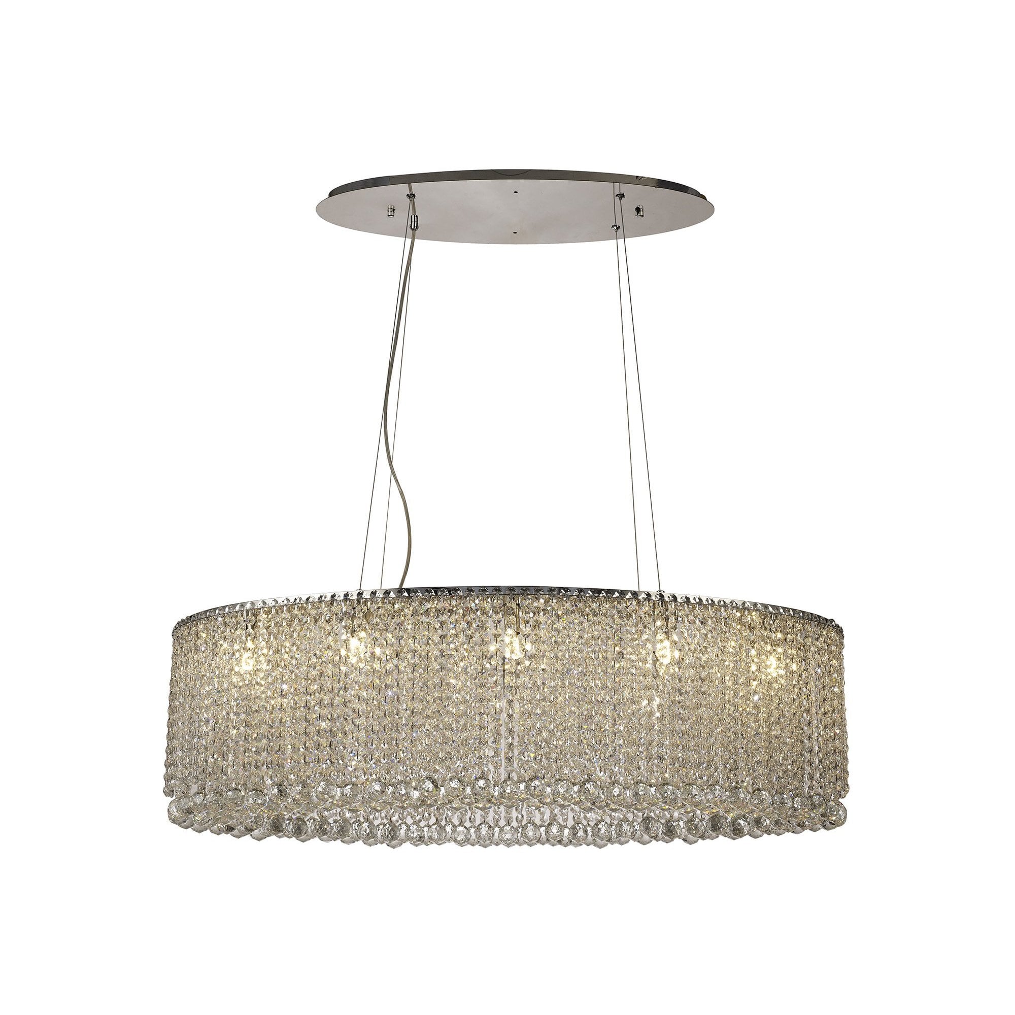 IL31734 Empire 100x50cm Oval Pendant Chandelier, 10 Light G9, Polished Chrome/Crystal