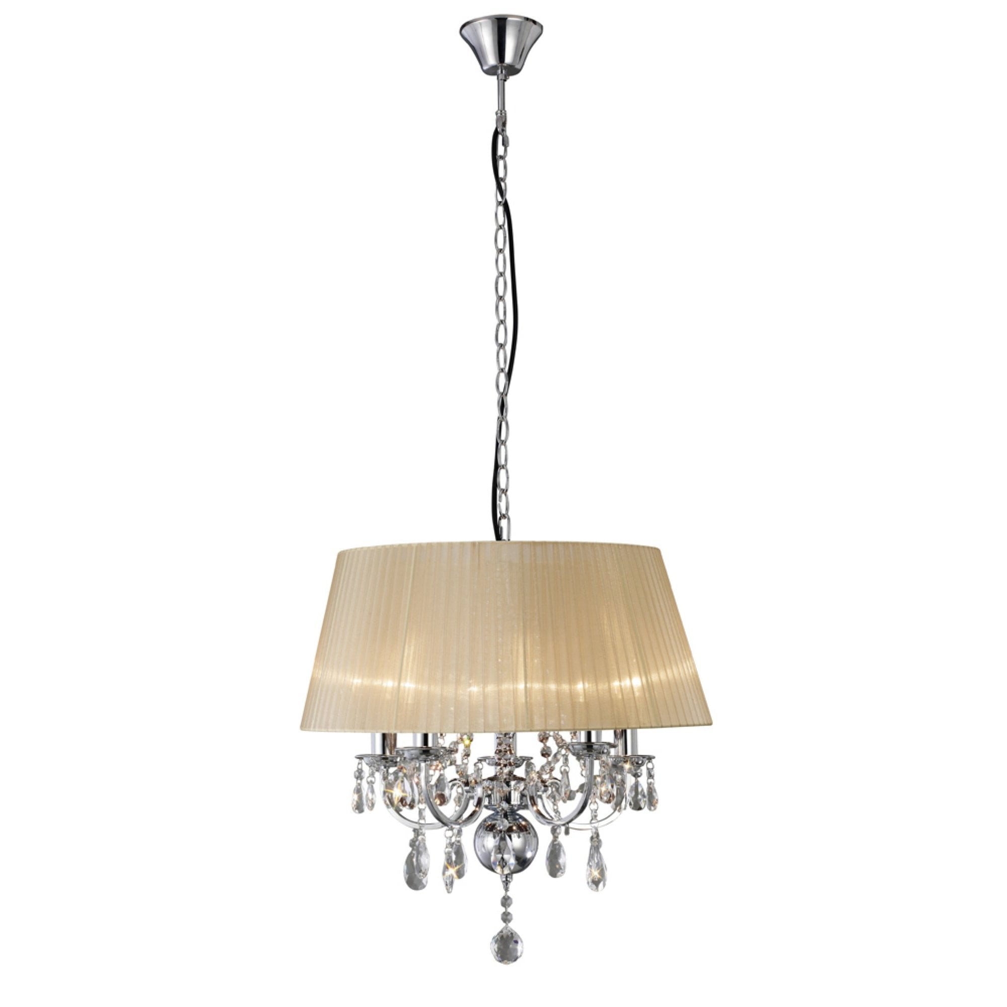IL30045 Olivia Pendant With Soft Bronze Shade 5 Light Polished Chrome/Crystal