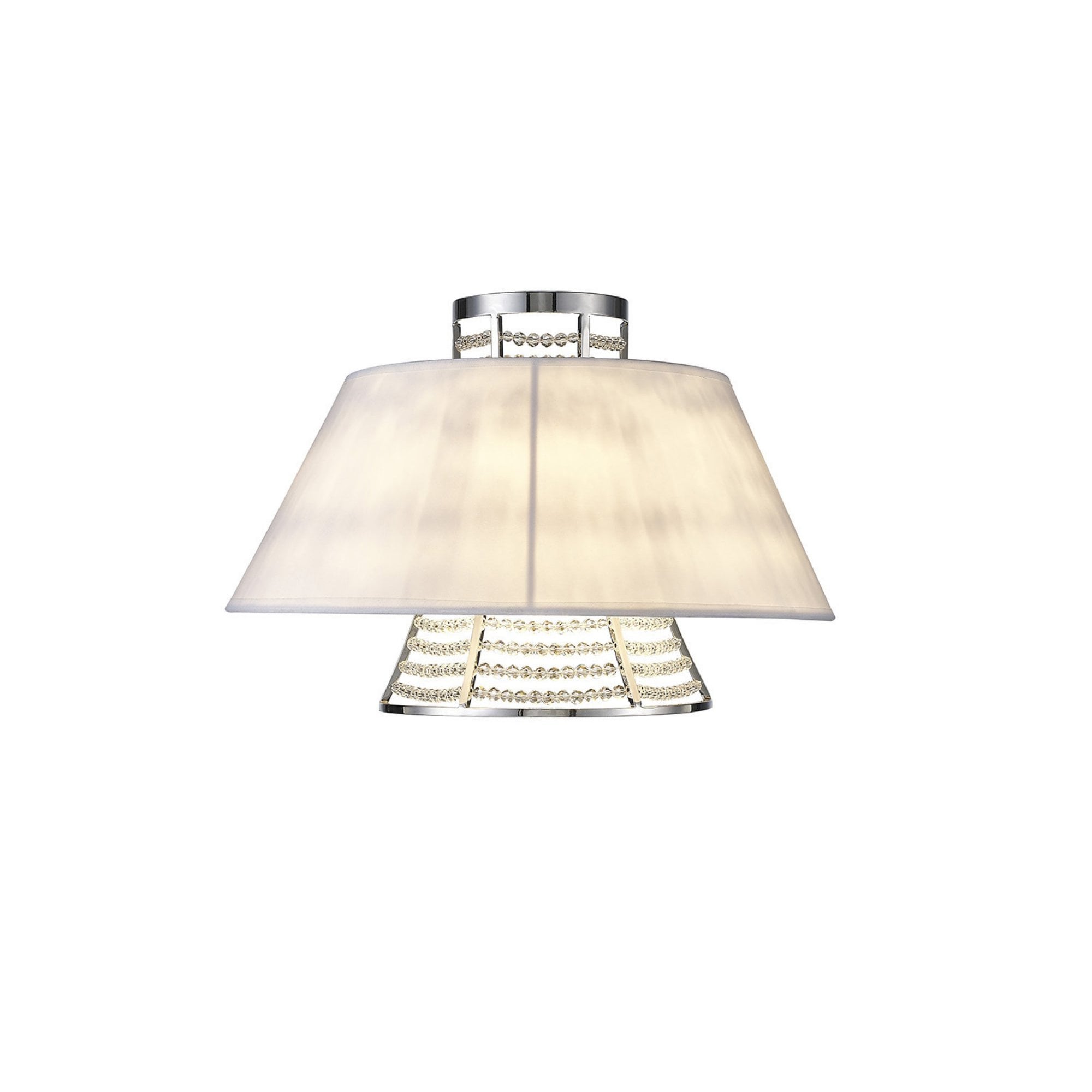 IL30054/WH Davina Wall Lamp With White Shade 2 Light Polished Chrome/Crystal