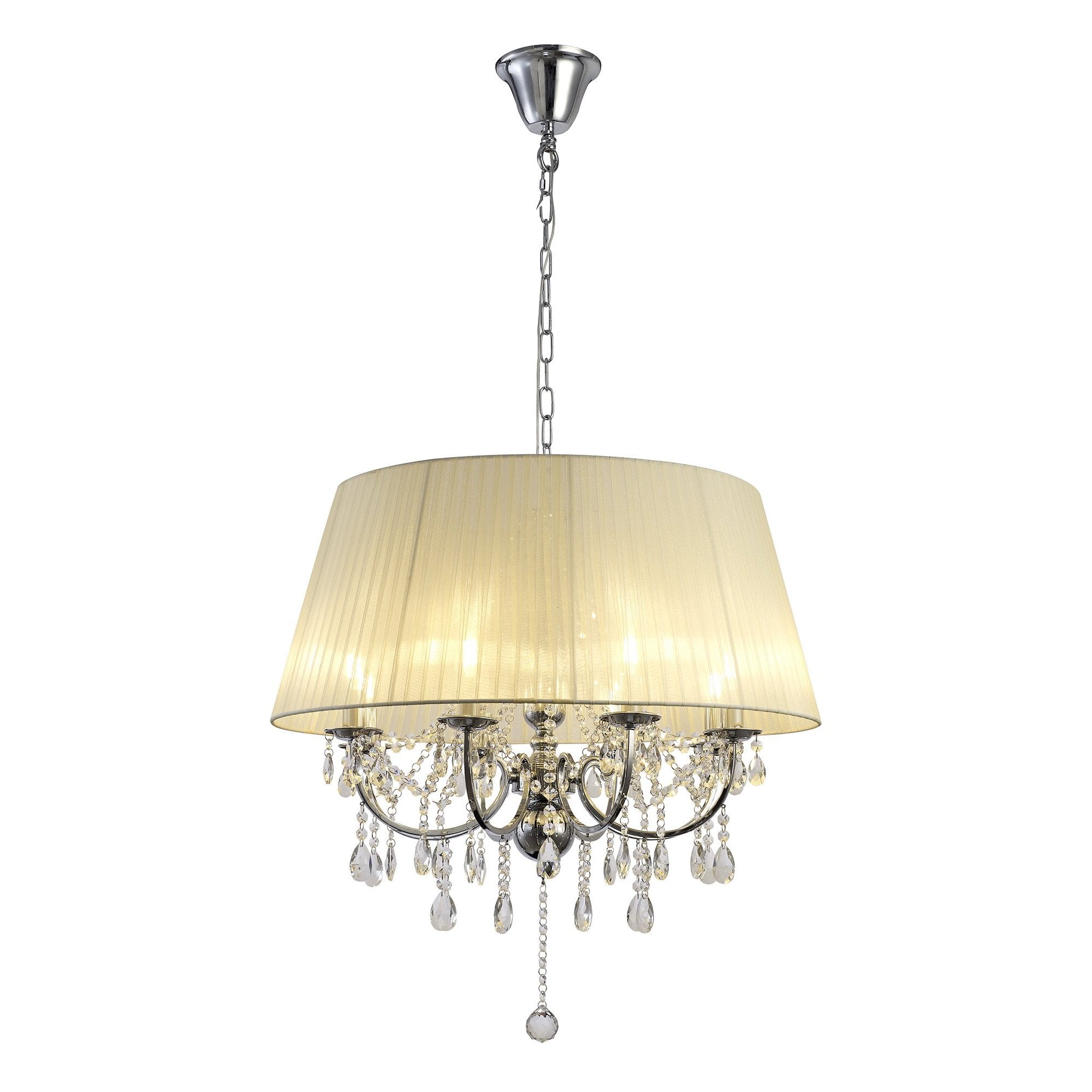 IL30056 Olivia Pendant With Ivory Cream Shade 8 Light Polished Chrome/Crystal