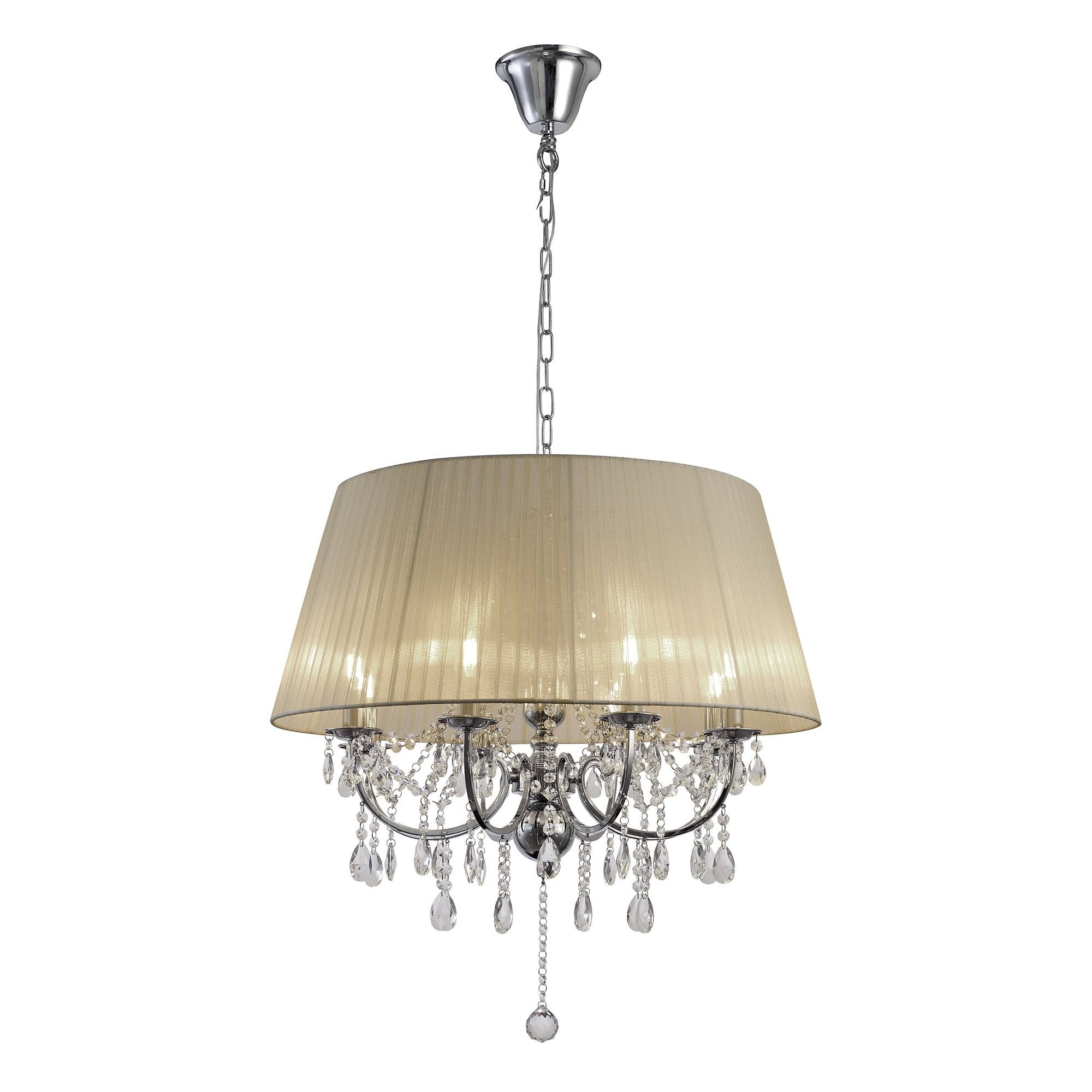 IL30056 Olivia Pendant With Soft Bronze Shade 8 Light Polished Chrome/Crystal