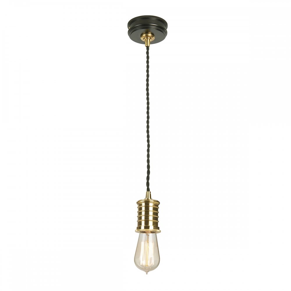 DOUILLE/P BPB Douille 1 Light Pendant Black/Polished Brass
