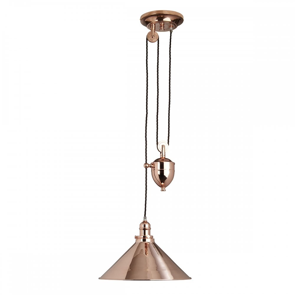 PV/P CPR Provence 1 Light Rise and Fall Pendant Polished Copper
