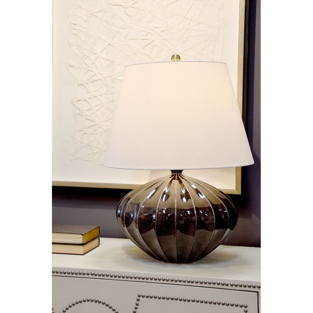 RIB PUMPKIN/TL Rib Pumpkin 1 Light Table Lamp Brown and Black