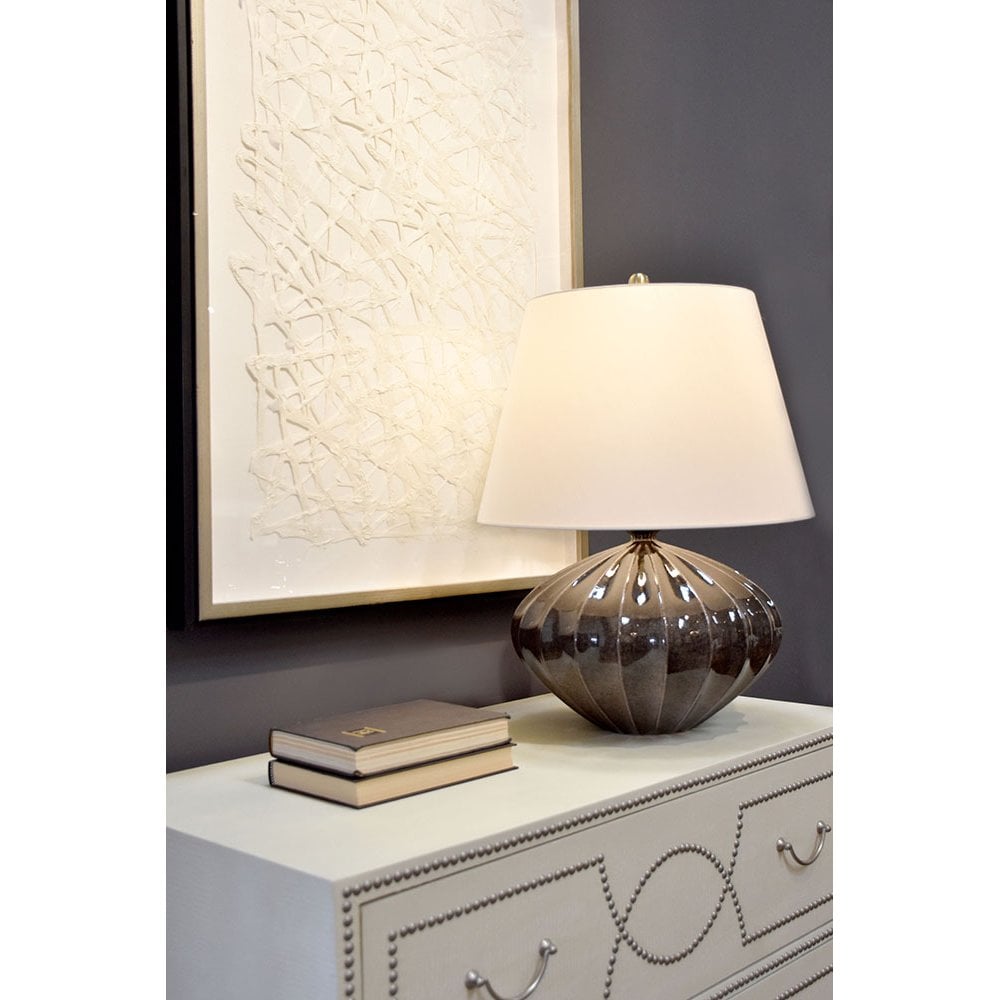 RIB PUMPKIN/TL Rib Pumpkin 1 Light Table Lamp Brown and Black