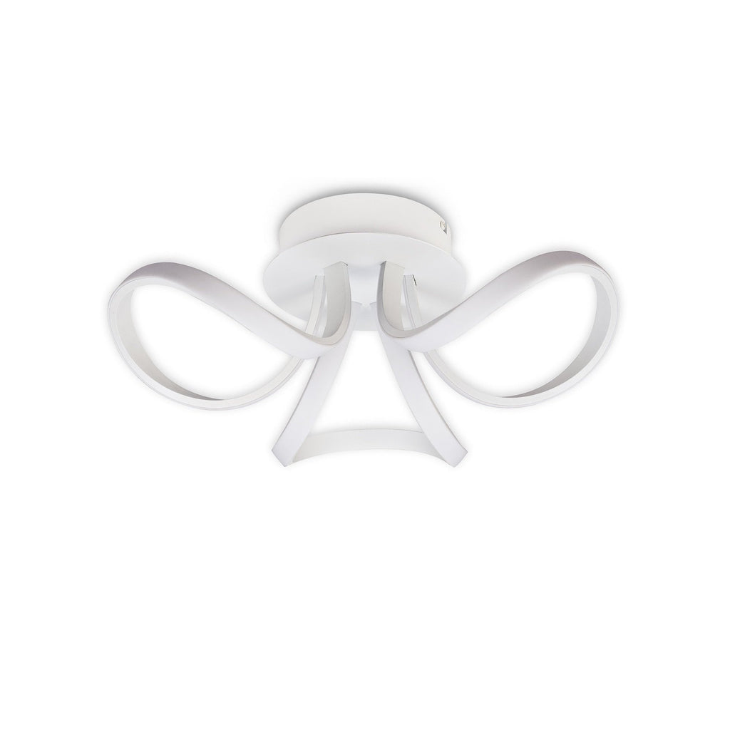 M6035 Knot Blanco Ceiling 48cm Round 3 Looped Arms 36W LED White/Frosted Acrylic