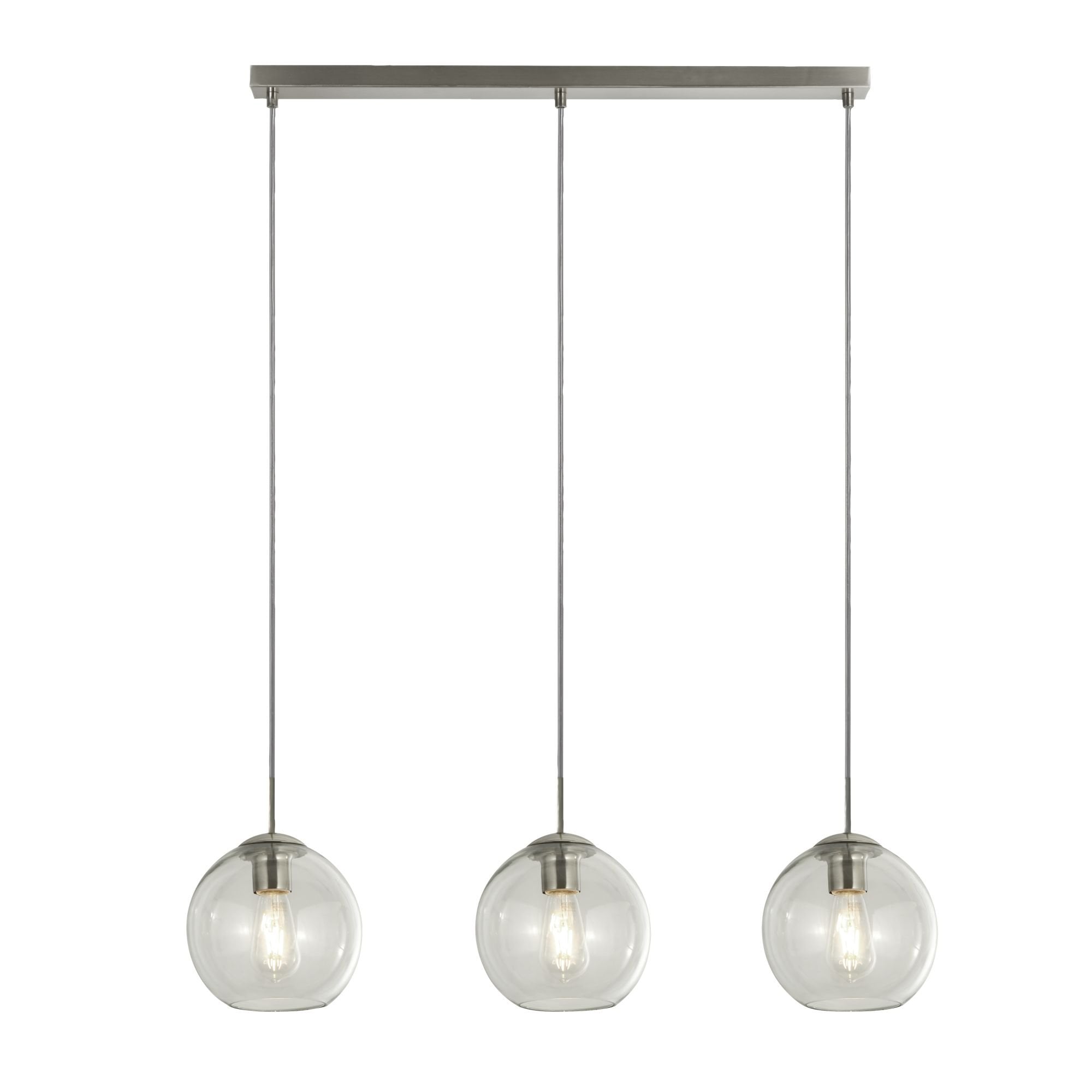 1623-3CL Pendant 3 Light Bar Chrome With Clear Glass
