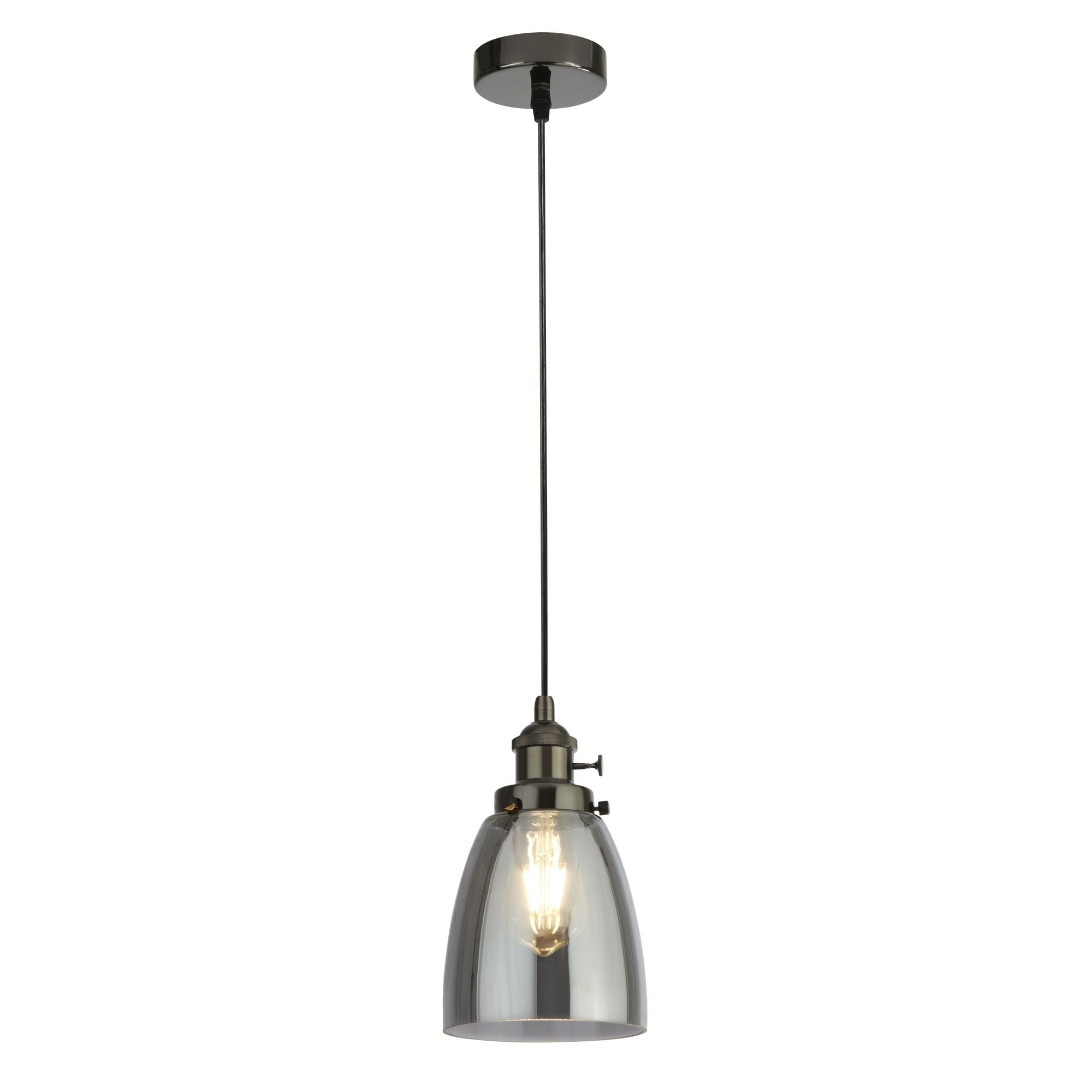 1921-1BC Pendant Island 1 Light Aluminum Holder Smoked Glass
