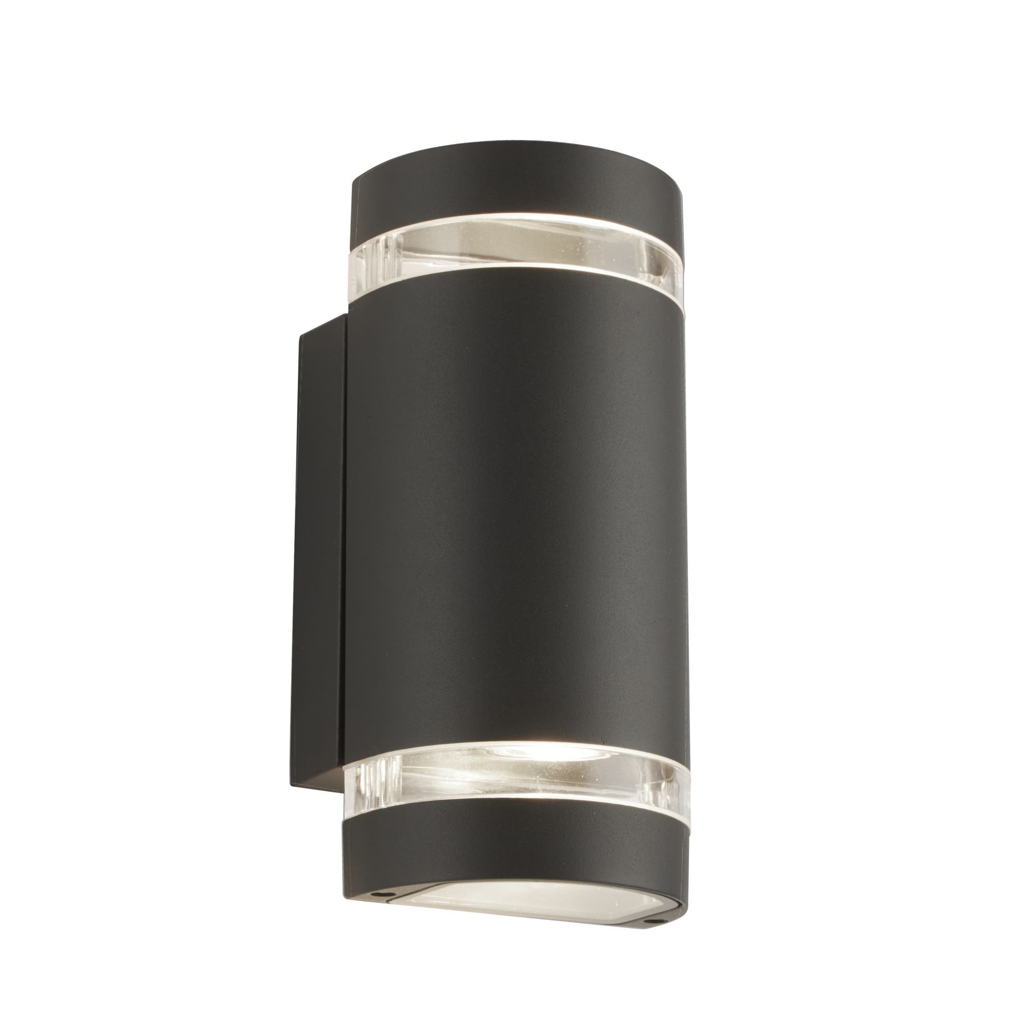 Outdoor 2 Light Curved Wall Bracket Grey Cllear Diffuser
