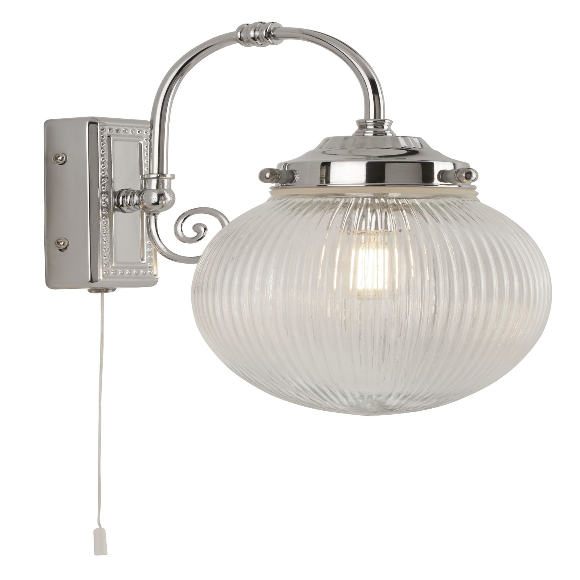 3259CC Belvue 1 Light Bathroom Wall Light Clear Globe Shade Chrome