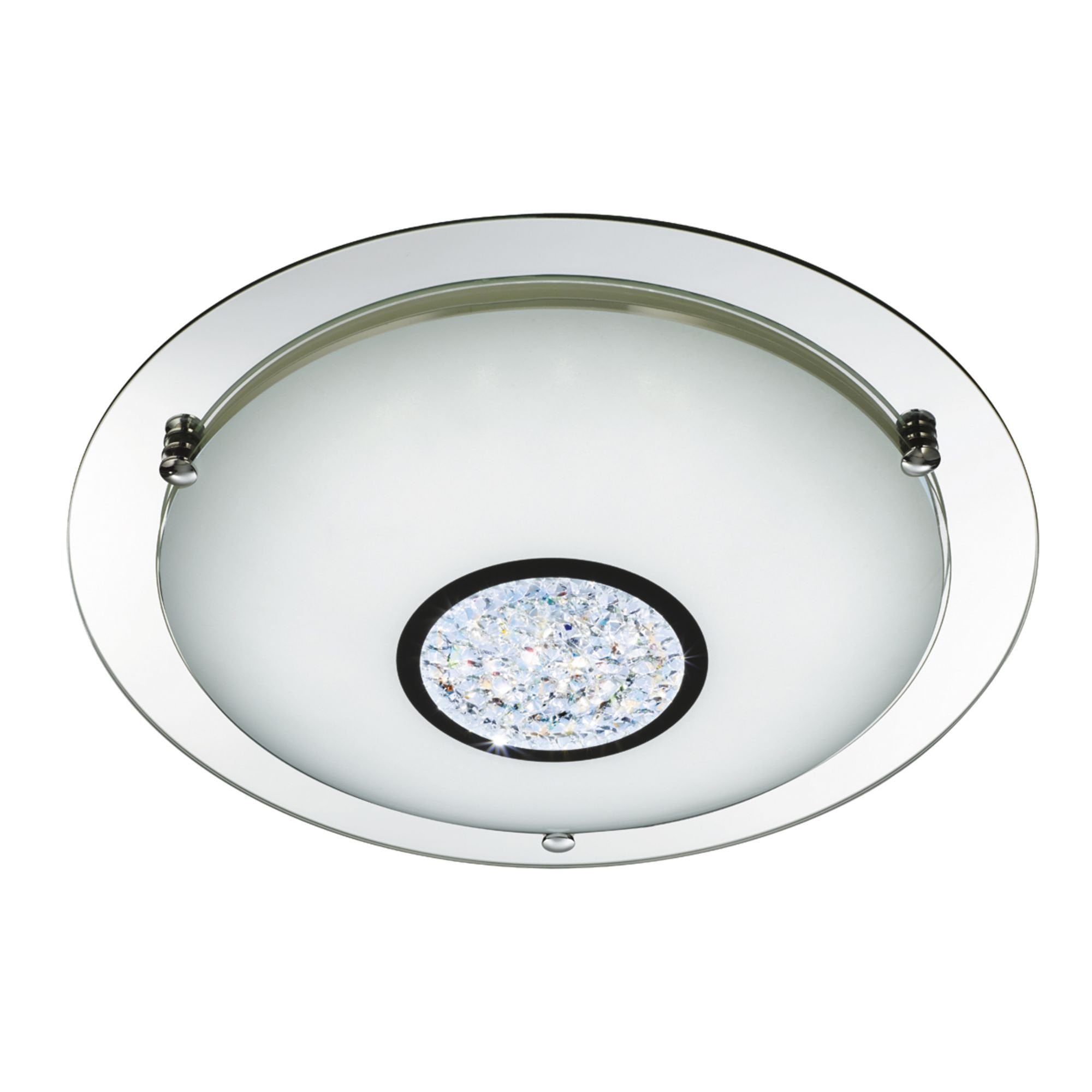 3883-31 Bathroom LED Flush Chrome Mirror Halo White Crystal