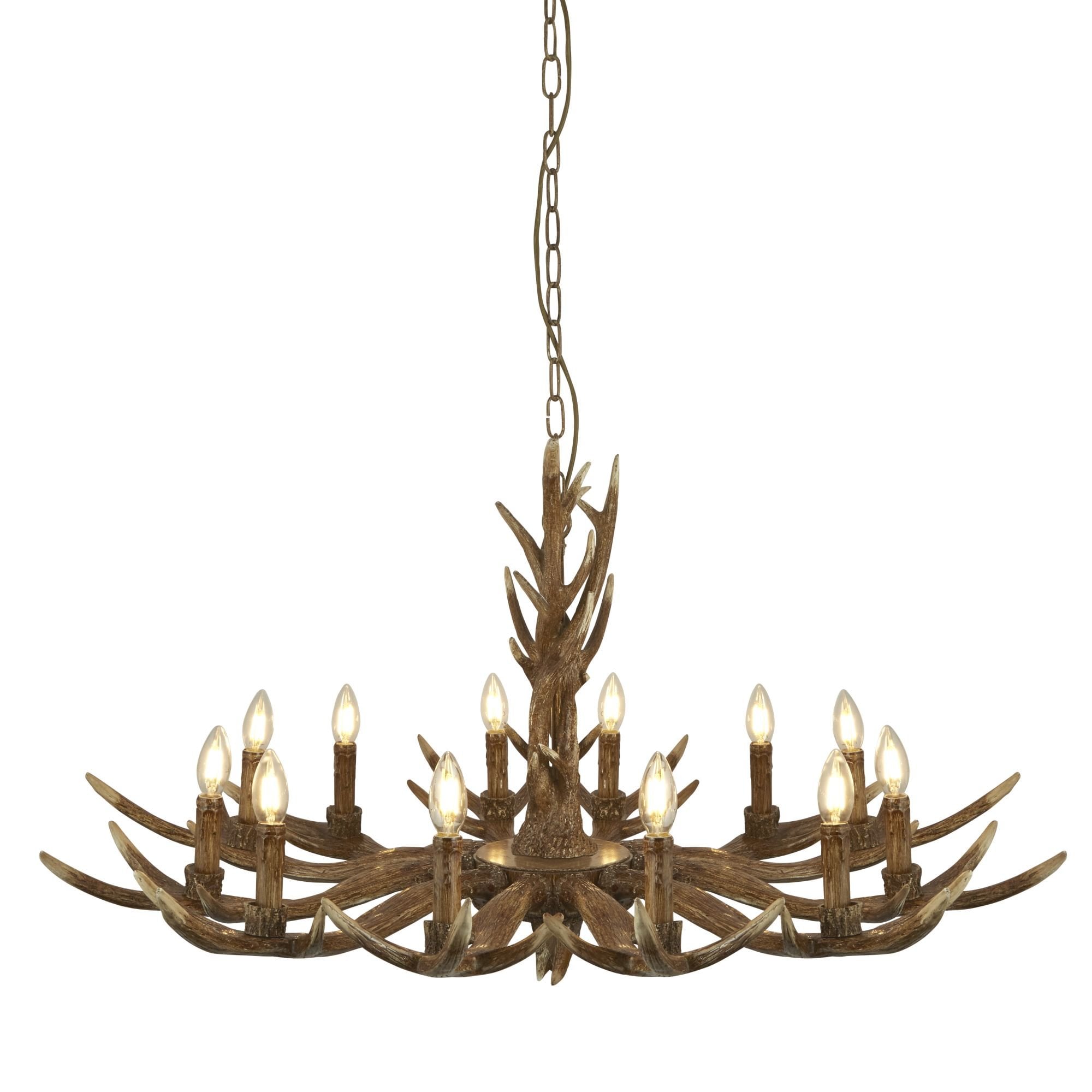 6416-12BR Stag 12 Light Antler Pendant Brown