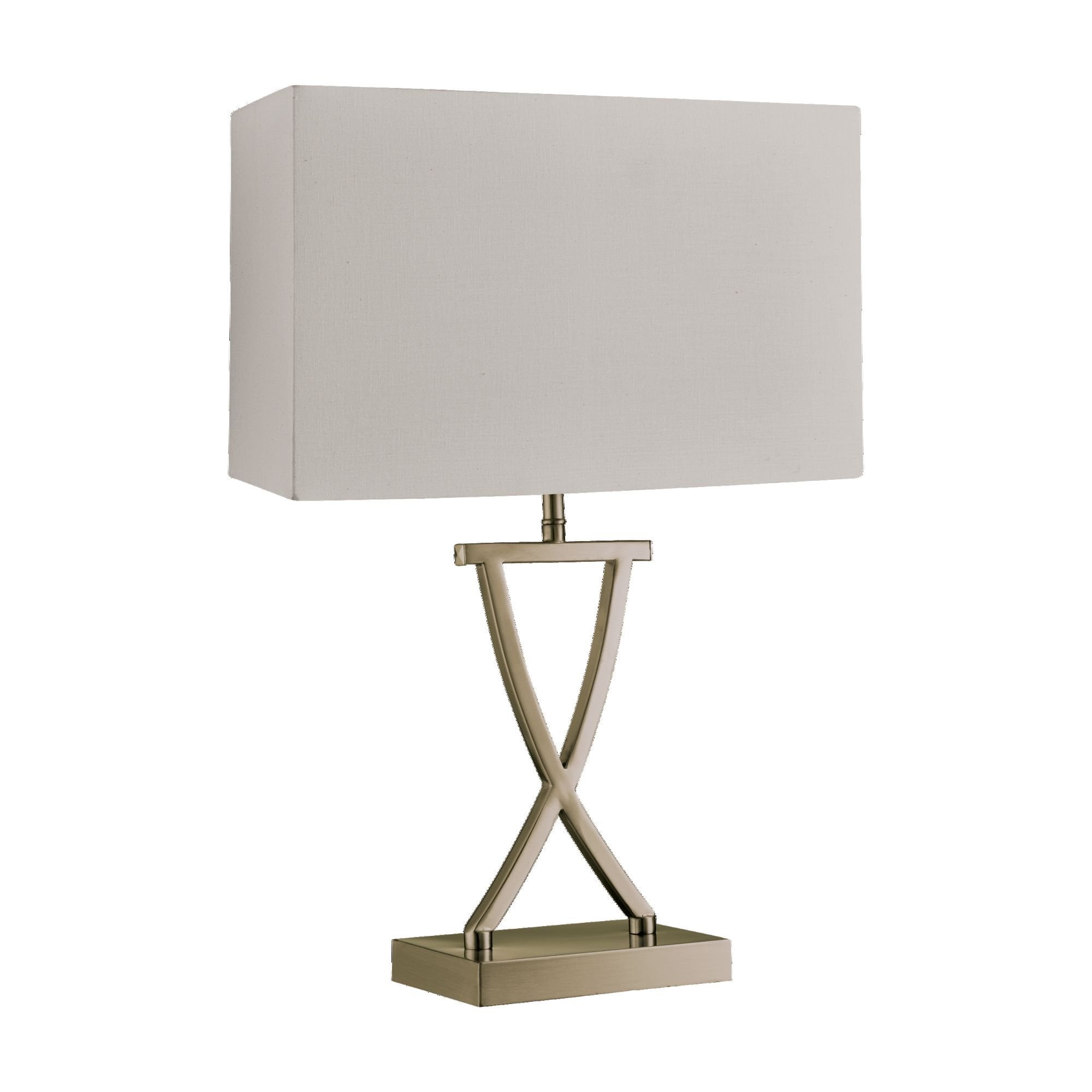 7923AB Club Table Lamp Antique Brass Cream Rectangle Shade