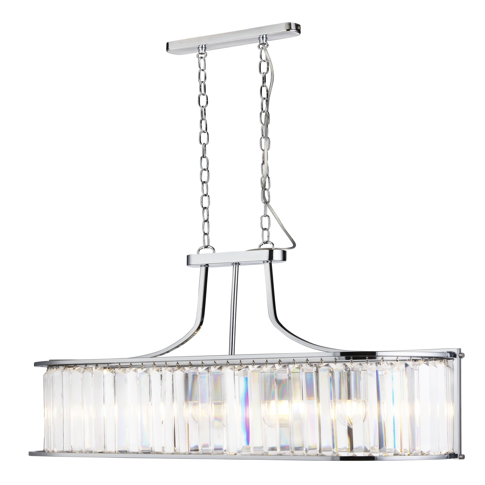 8095-5CC Victoria 5 Light Oval Pendant Chrome With Crystal Glass