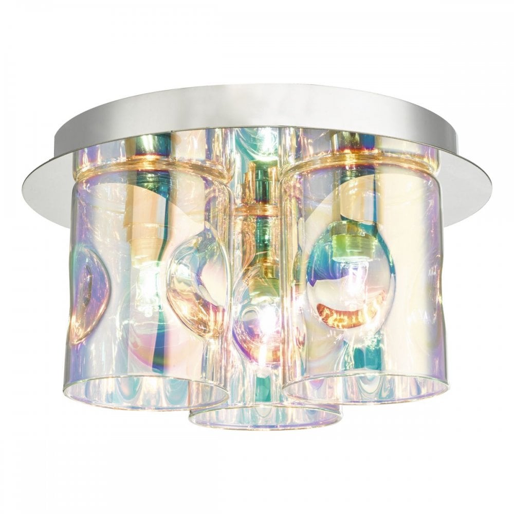 Dar INT5350 Inter 3 Light Flush Ceiling Light Polished Chrome