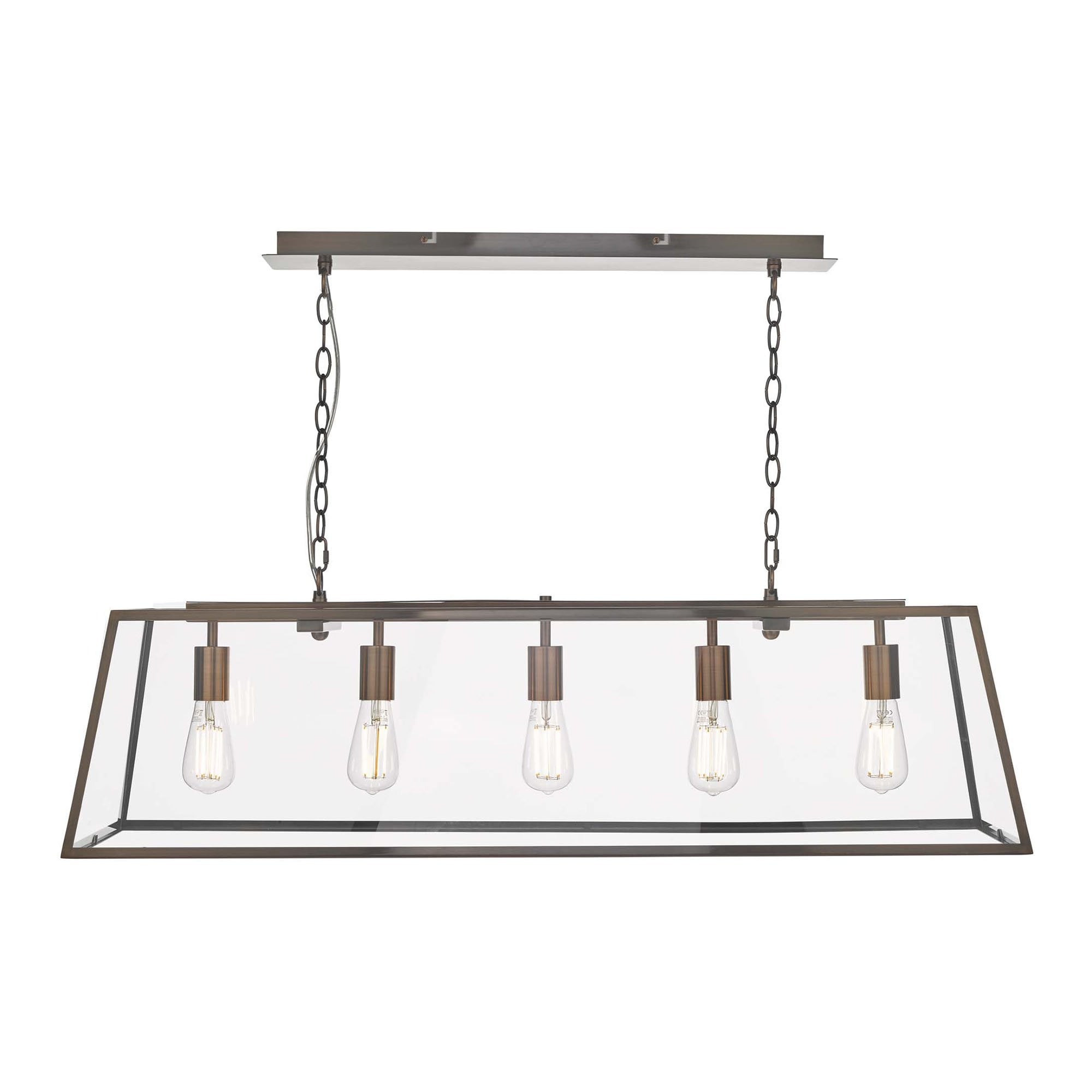 Dar ACA0564 Academy 5 Light Bar Pendant Antique Copper