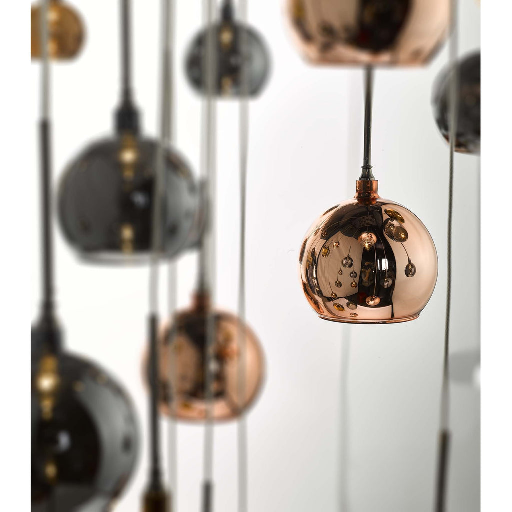 Dar AUR3364 Aurelia 30 Light Cluster Pendant In Copper And Bronze 3M Drop